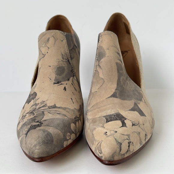 John Fluevog Vintage Floral Leather Booties Block Heel Size 7.5 Rare Art Deco - Picture 4 of 11